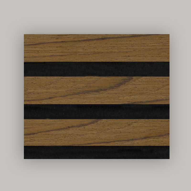 Balla Grille/Painéal Balla Fuaimiúil (Fillte Veinírín Adhmaid Innealtóireachta Trí Thaobh) - Dath Gráinne Adhmaid 2400/2700mm x 600mm