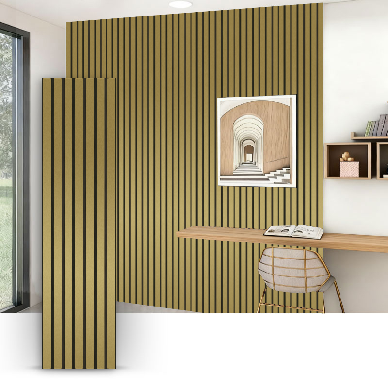 Balla Grille/Painéal Balla Fuaimiúil (Fillte PVC Aontaobhach) - Dath Scuabtha Miotalacha 2400/2700mm x 600mm