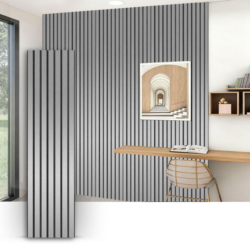Balla Grille/Painéal Balla Fuaimiúil (Fillte PVC trí Thaobh) - Dath Scuabtha Miotalacha 2400/2700mm x 600mm